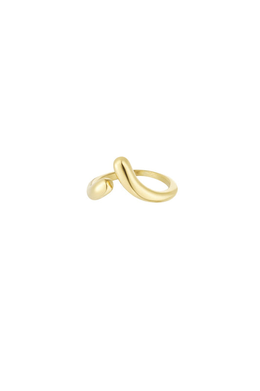 Offener Ring in Gold aus Edelstahl mit geschwungenem Design
