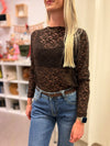 Mesh Shirt Blumen Ranken Braun