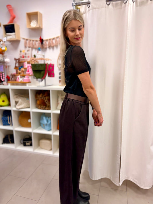 Wideleg Winterhose Nadelstreifen