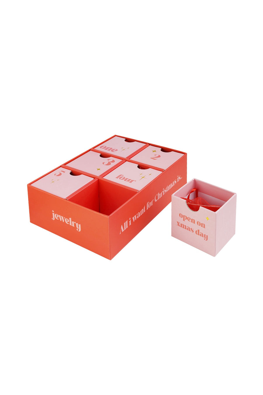 Hochwertige Schmuckbox im festlichen Design mit 6 Überraschungen aus Edelstahl in Gold oder Silber