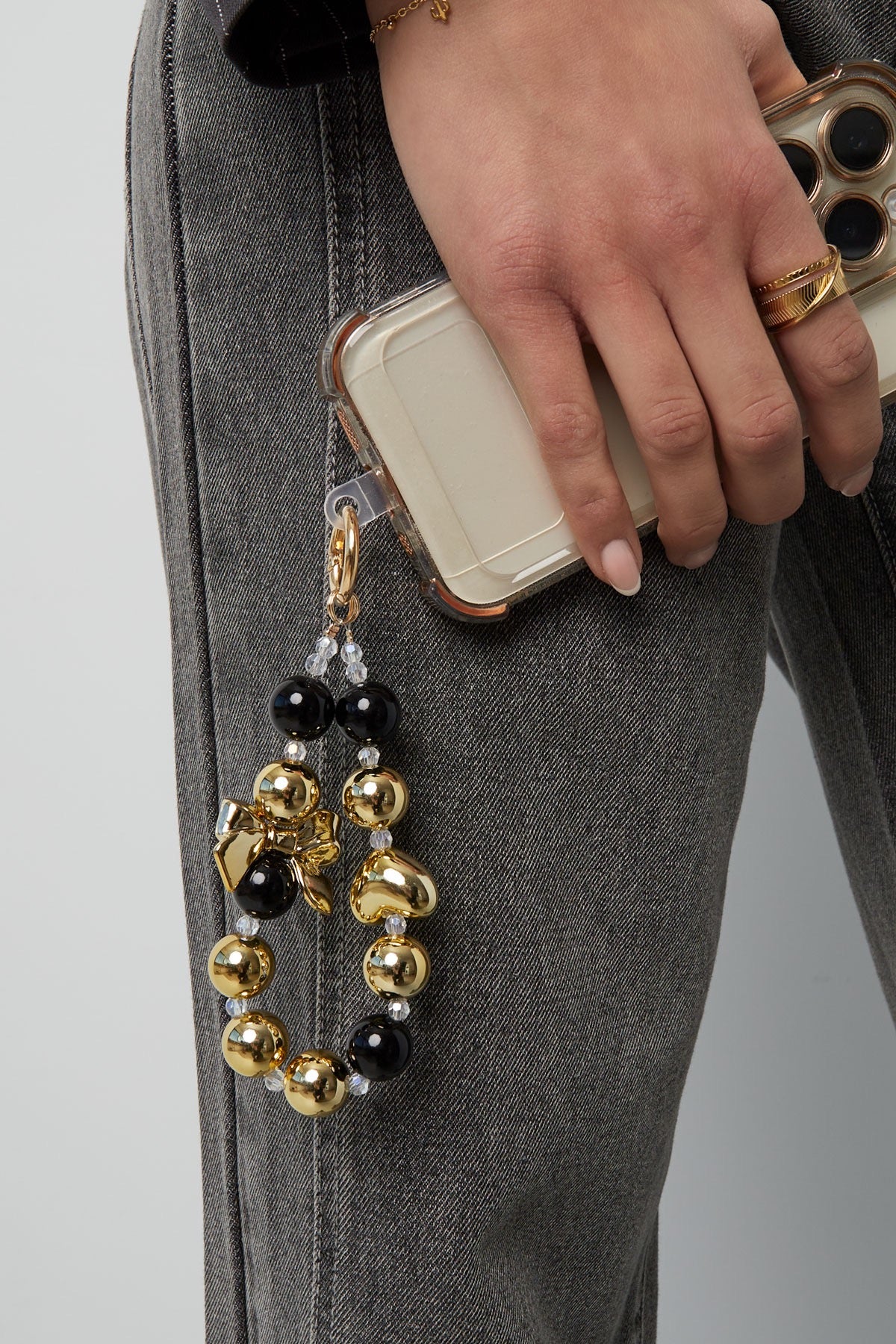 Handykette Schleife gold schwarz | useful Beauty - useful Beauty 