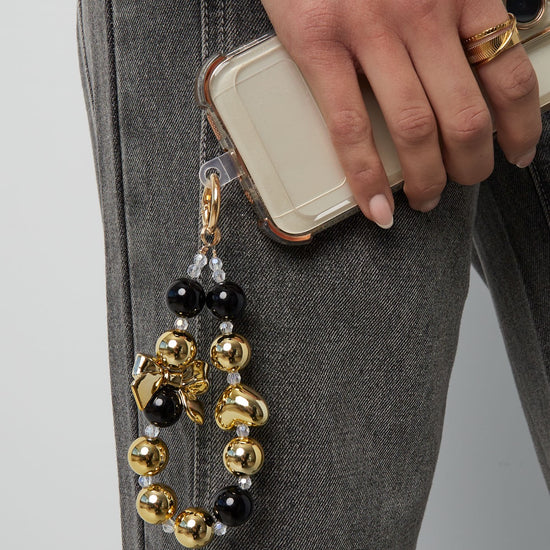 Handykette Schleife gold schwarz | useful Beauty - useful Beauty 