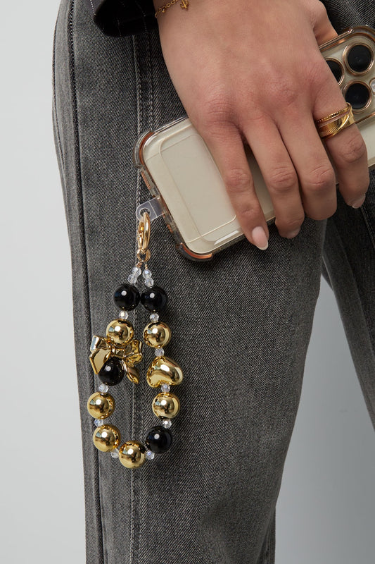 Handykette Schleife gold schwarz | useful Beauty - useful Beauty 