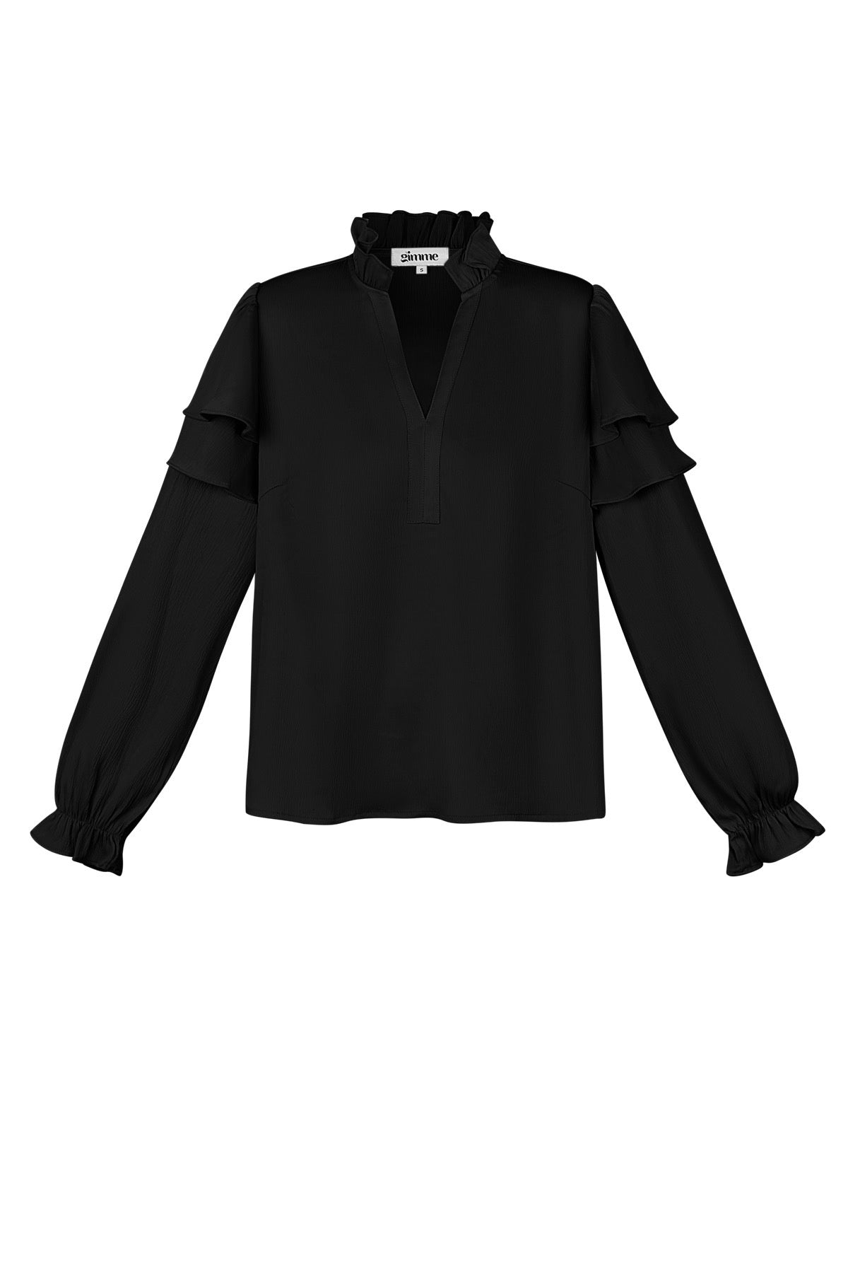 Bluse Ruffle langarm Schwarz | useful Beauty
