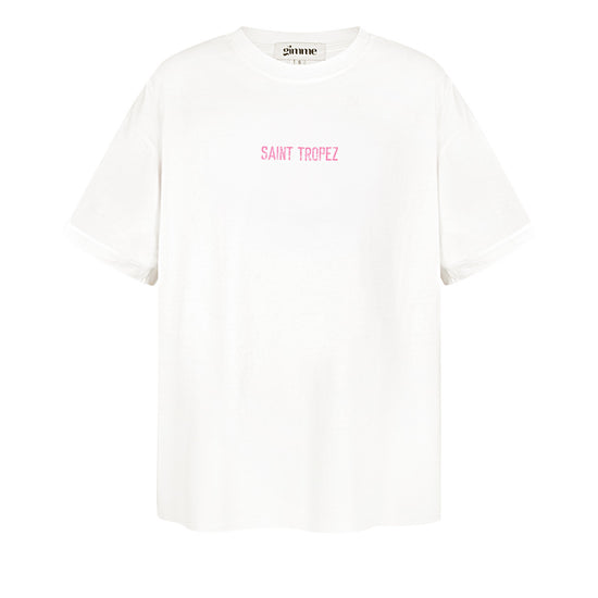 T Shirt weis mit rosa Schrift Saint Tropez