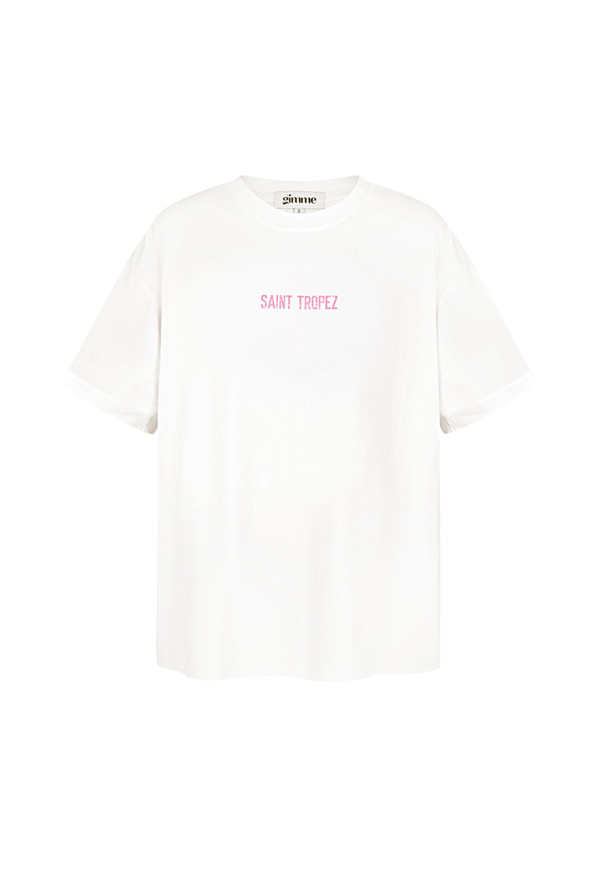 T Shirt weis mit rosa Schrift Saint Tropez