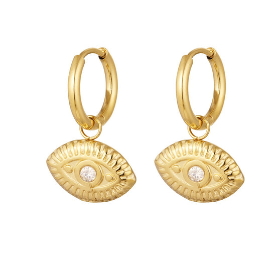 Goldene Evil Eye Ohrringe mit funkelndem Anhänger