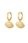 Goldene Evil Eye Ohrringe mit funkelndem Anhänger
