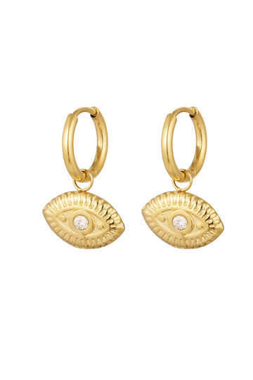 Goldene Evil Eye Ohrringe mit funkelndem Anhänger