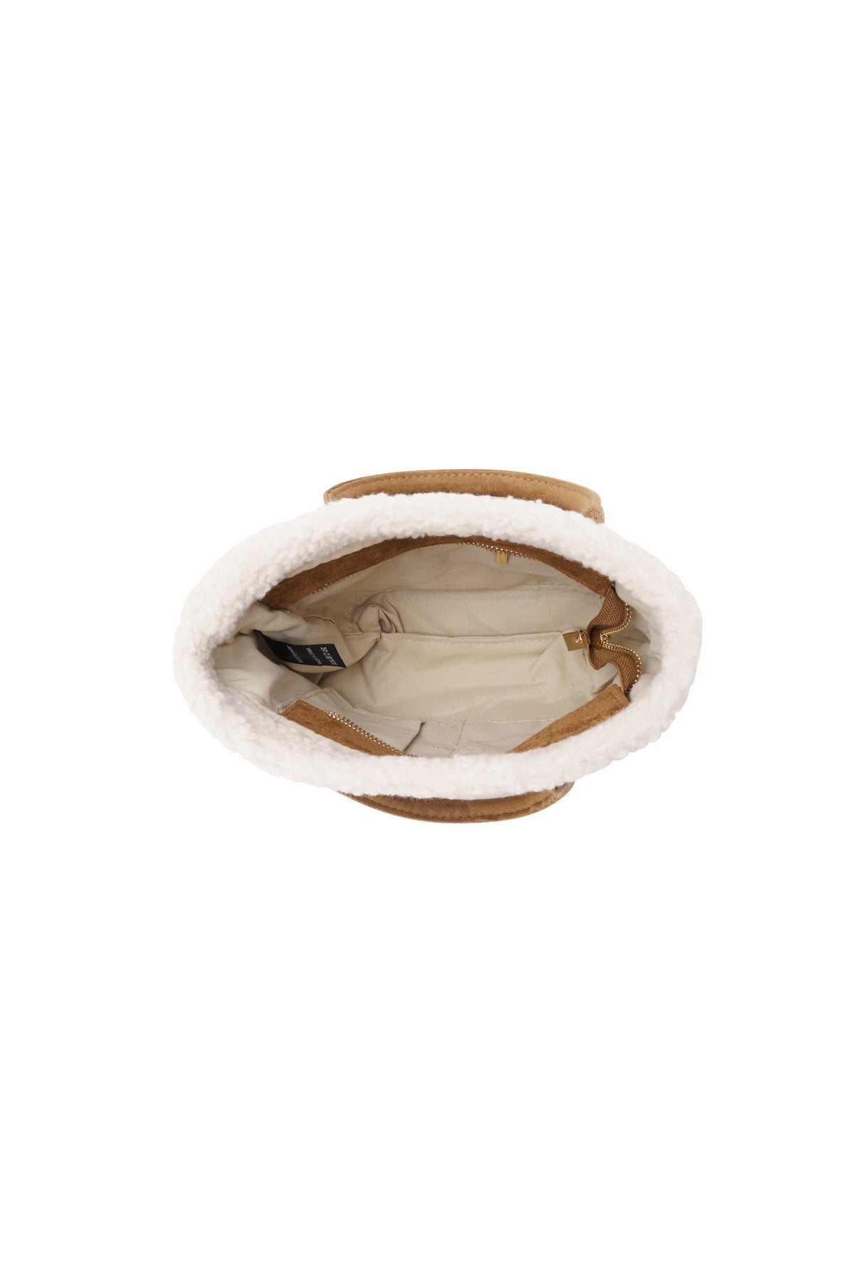 Innenansicht der Camel Teddy Bag, mit Fächern & Reißverschluss.