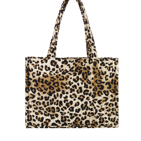 Leopard Shopper Bag im Allover-Leo-Print, Vorderansicht.