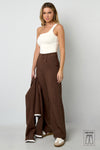 Wide-Leg Hose Braun mit Nieten-Details | useful Beauty