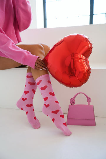Socken Herzen Pink Rot