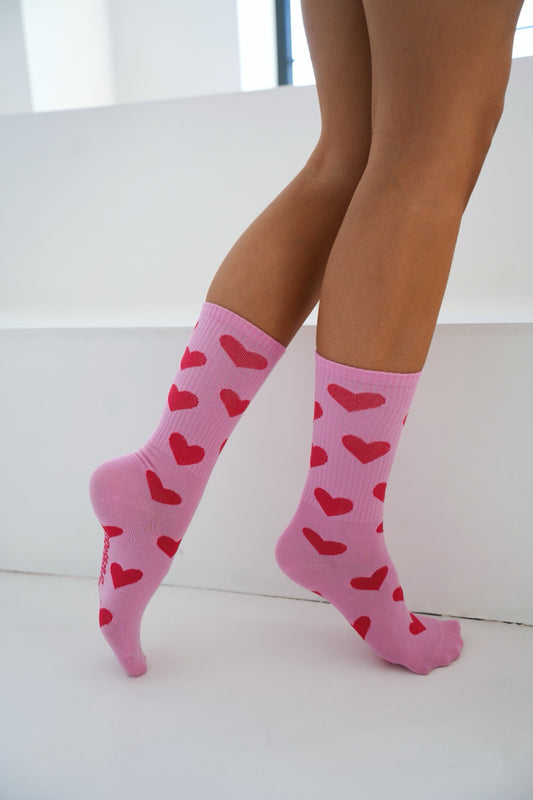 Socken Herzen Pink Rot