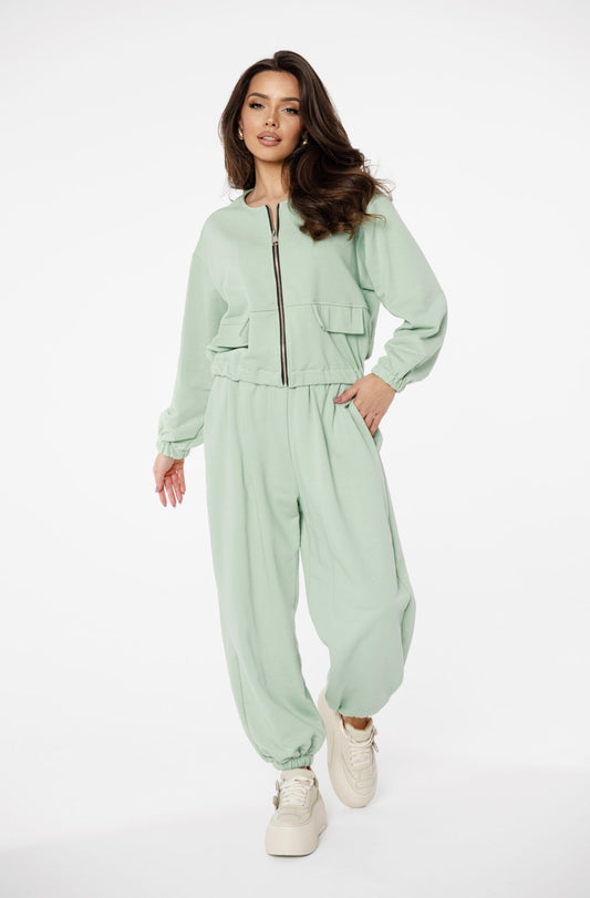 oversized Casual Zip-Jacke in Mintgrün | Braun oder Beige