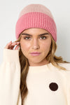 Two-Tone Beanie „Soft Blend“ – Zweifarbige Wintermütze in Rosé & Pink / Beige & Sand
