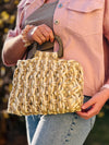 sommerliche Handtasche mit Holzgriffen
