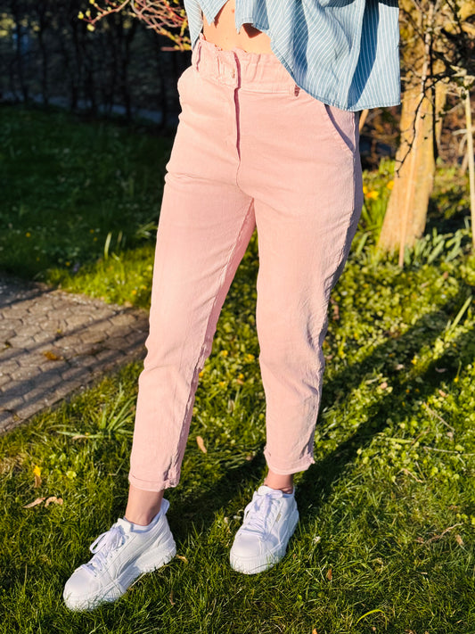 Cordhose geraffter Bund Altrosa