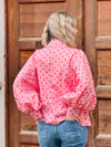 Langarmbluse Puffärmel Rosa Pink gestreift mit Herzen