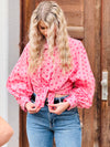 Langarmbluse Puffärmel Rosa Pink gestreift mit Herzen