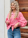 Langarmbluse Puffärmel Rosa Pink gestreift mit Herzen
