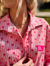 Langarmbluse Puffärmel Rosa Pink gestreift mit Herzen