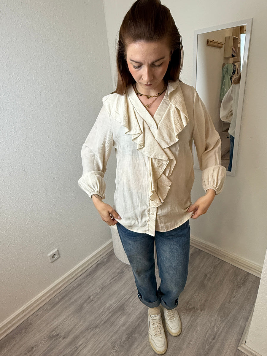 feine Bluse Langarm Wasserfall Ausschnitt | useful Beauty