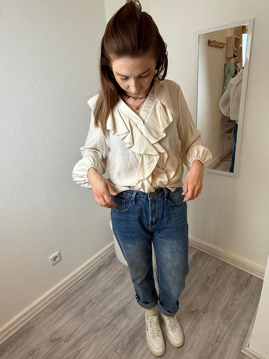 feine Bluse Langarm Wasserfall Ausschnitt | useful Beauty