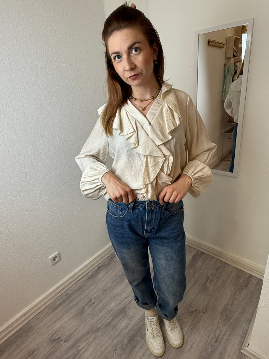 feine Bluse Langarm Wasserfall Ausschnitt | useful Beauty