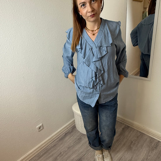 feine Bluse Langarm Wasserfall Ausschnitt | useful Beauty - useful Beauty 