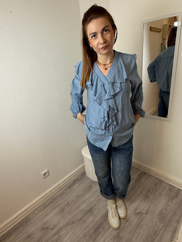 feine Bluse Langarm Wasserfall Ausschnitt | useful Beauty - useful Beauty 