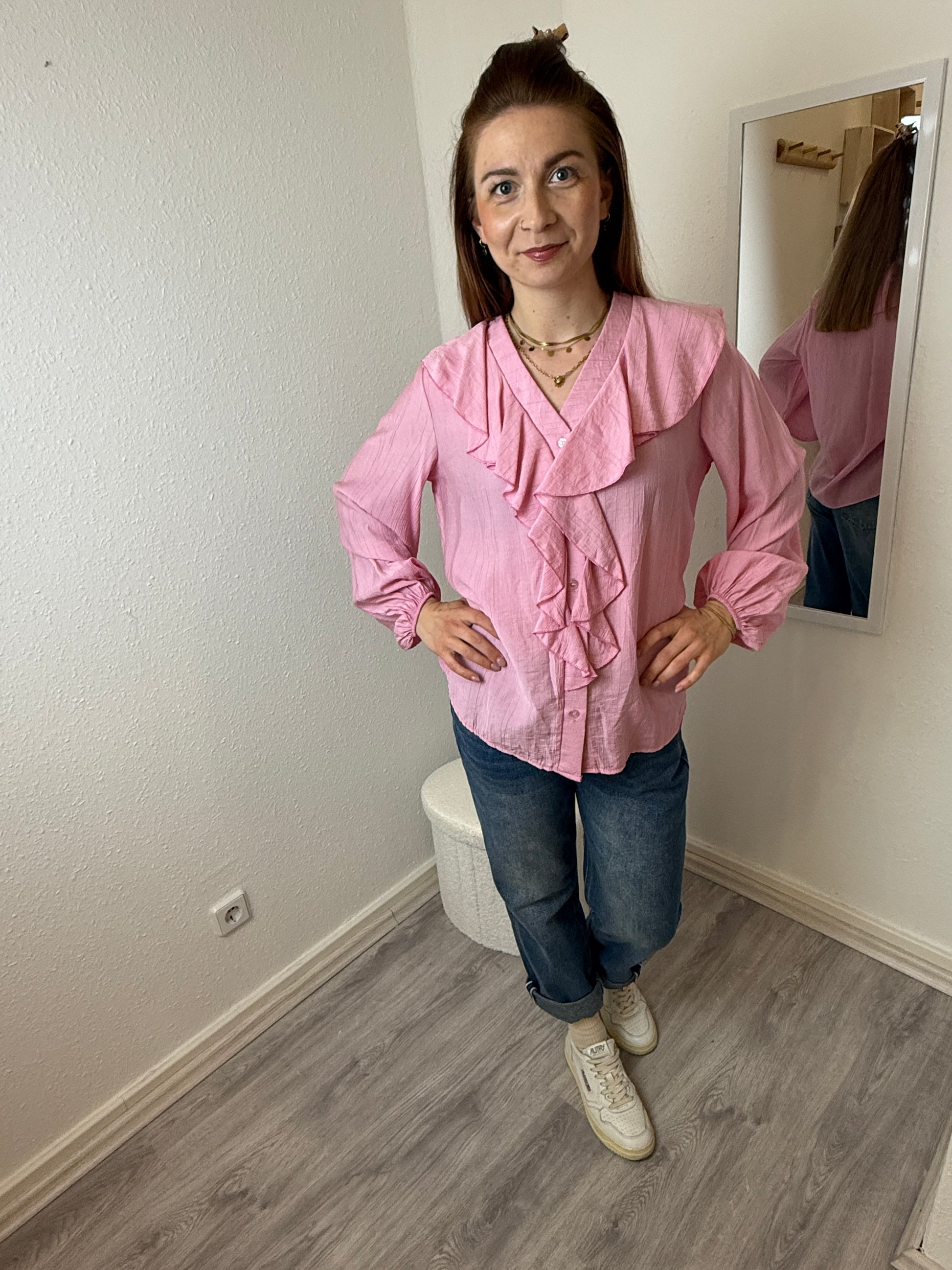 feine Bluse Langarm Wasserfall Ausschnitt | useful Beauty - useful Beauty 
