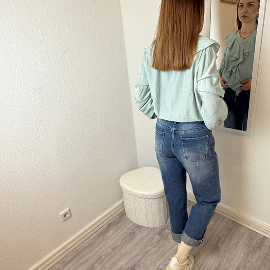 feine Bluse Langarm Wasserfall Ausschnitt | useful Beauty - useful Beauty 