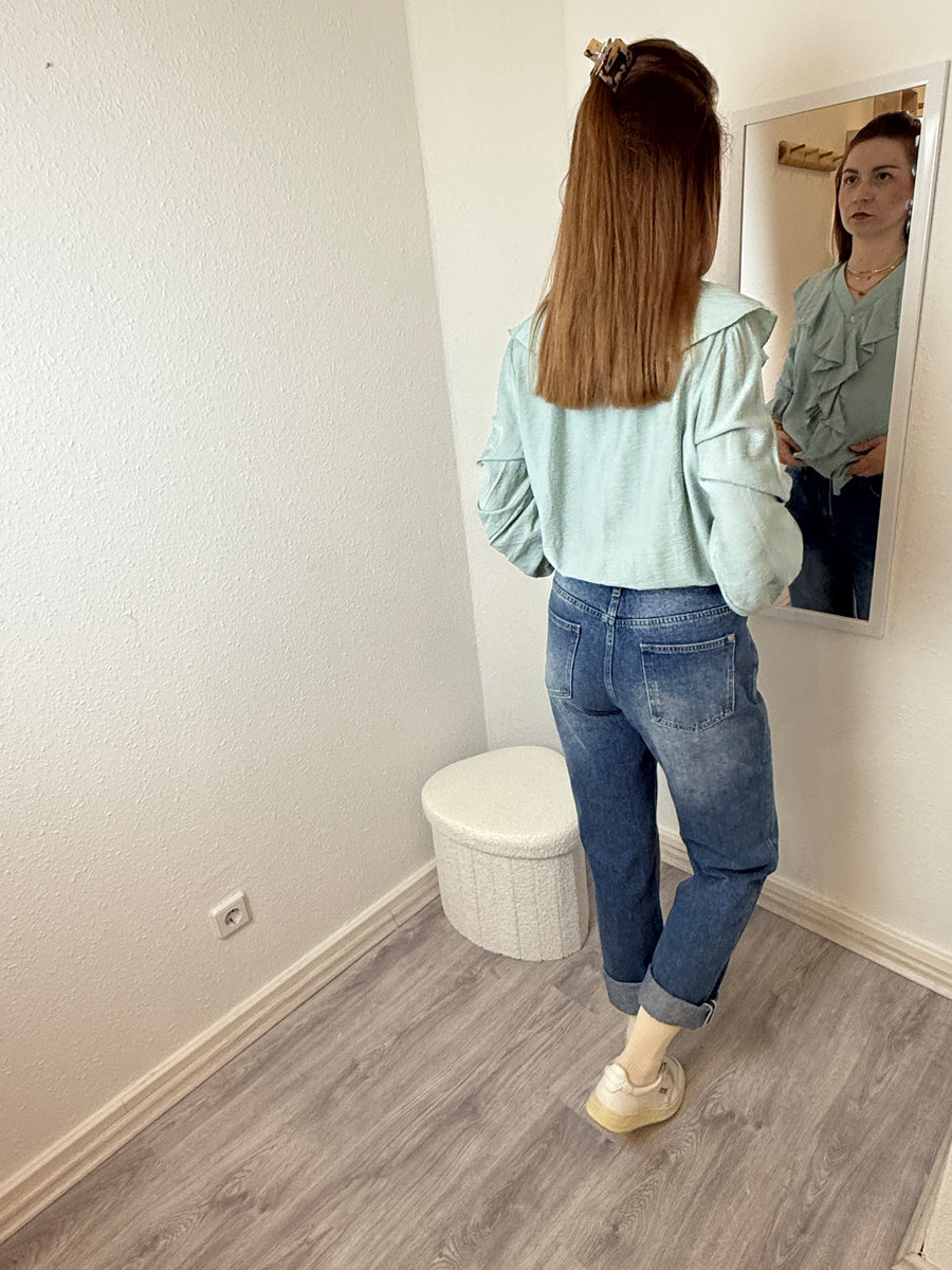 feine Bluse Langarm Wasserfall Ausschnitt | useful Beauty