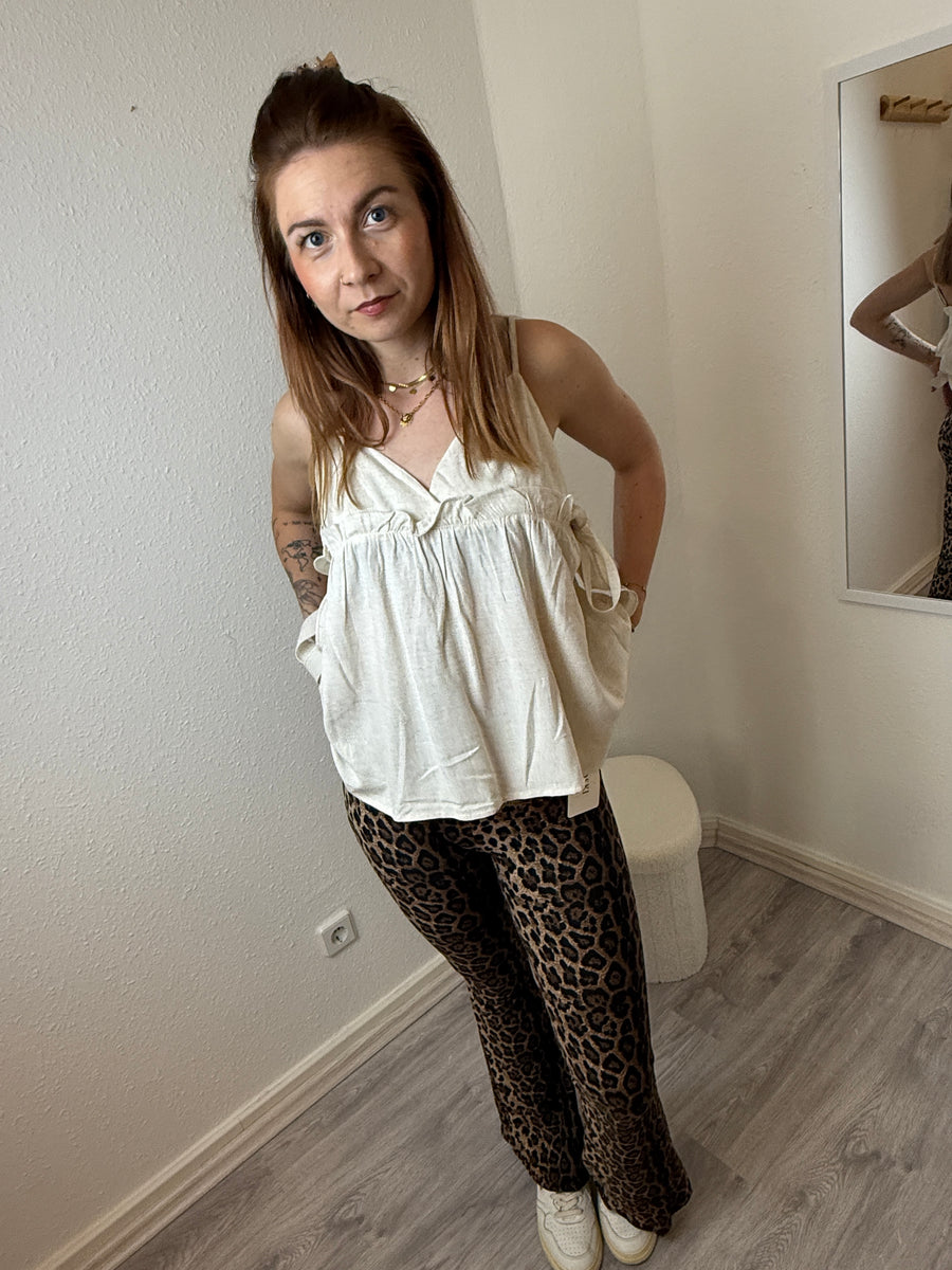 Tanktop Leinen Schleifen Beige | useful Beauty