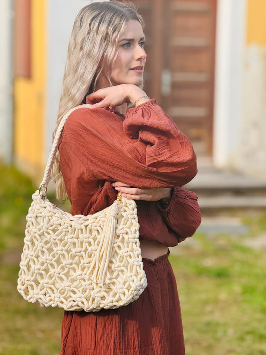 Boho Schultertasche in Kordel Look