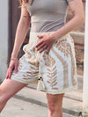 Shorts florales Muster Beige mit Spitzenrand