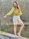 Boho Bluse Langarm Knopfleiste