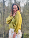 Boho Bluse Langarm Knopfleiste