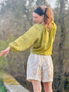 Boho Bluse Langarm Knopfleiste