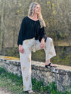 Boho Bluse Langarm Knopfleiste