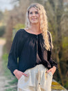 Boho Bluse Langarm Knopfleiste