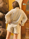 Baumwollshorts mit Taschen und Rüschen kariert