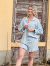 Baumwollshorts mit Taschen und Rüschen kariert