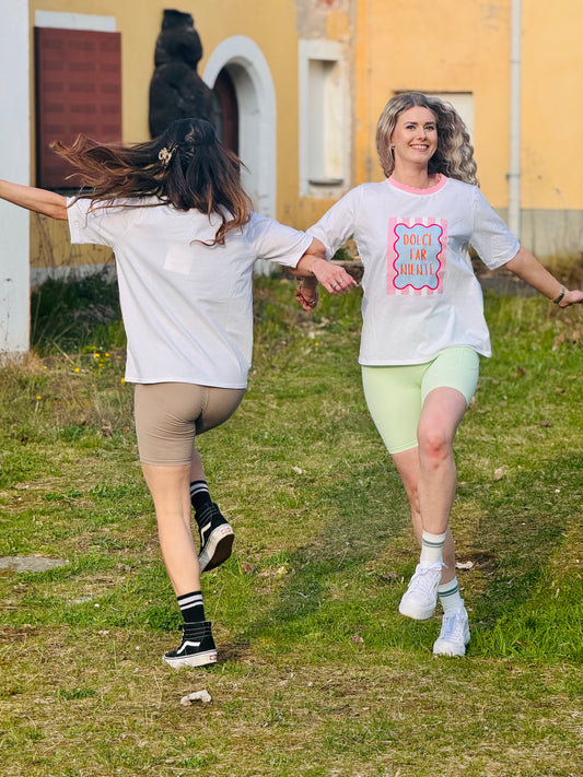 T-Shirt Strickbündchen Print