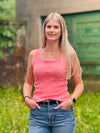Basic Tanktop Rippstruktur Knopfleiste