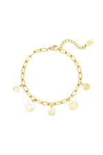 Smiley Armband Gold & Silber | Edelstahl Schmuck mit Charms