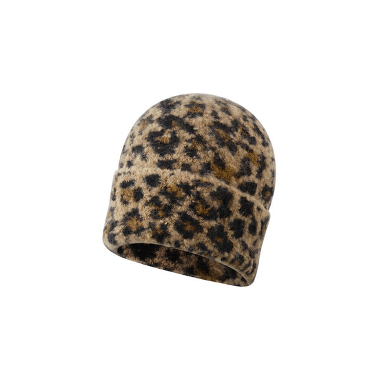 Weiche Mütze im Leopardenmuster mit umgeschlagenem Bund
