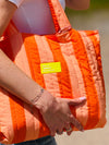 gesteppte Schultertasche Streifen Look