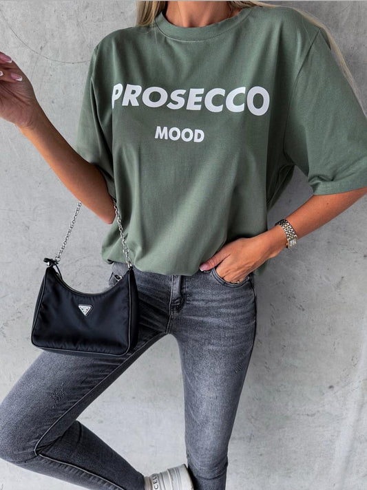 T-Shirt Prosecco Mood Khaki – Oversize Shirt Damen